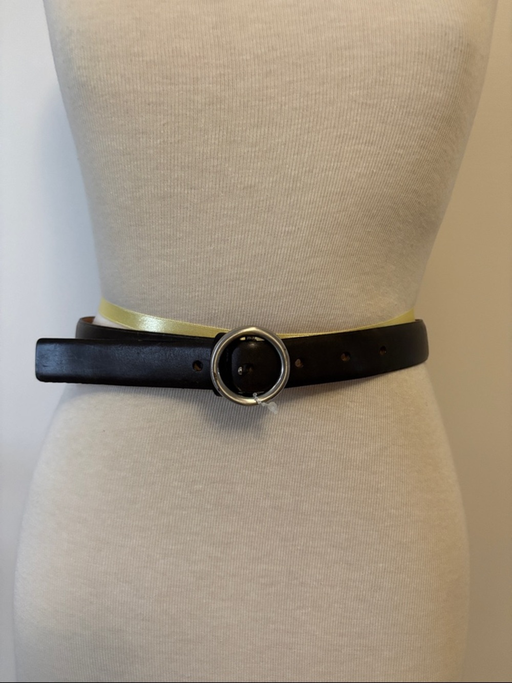 Armani Exchange Classic Dark Brown Leather Belt with Silver Ring Buckle
